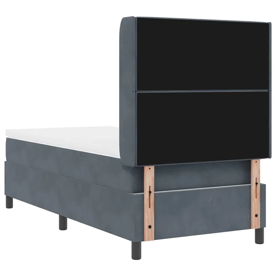 Lit à ressorts avec matelas Gris foncé 90 x 200 cm Velours - 8