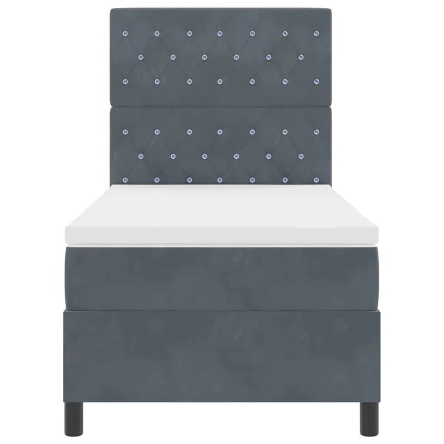 Lit à ressorts avec matelas Gris foncé 90 x 200 cm Velours - 7