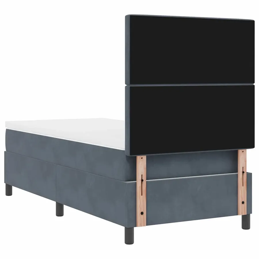 Lit à ressorts avec matelas Gris foncé 90 x 200 cm Velours - 9