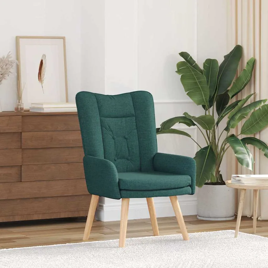 fauteuil Vert foncé 63 x 67 x 94 cm Tissu et contreplaqué
