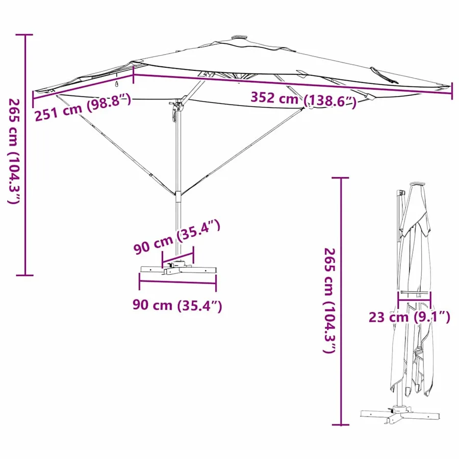 Parasol Vert 352 x 251 x 265 cm Polyester et Aluminium - 16
