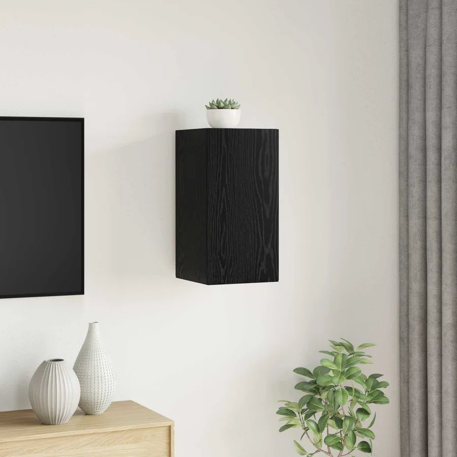 Meuble TV mural Chêne noir 30,5 x 30 x 60 cm Bois d'ingénierie - 4