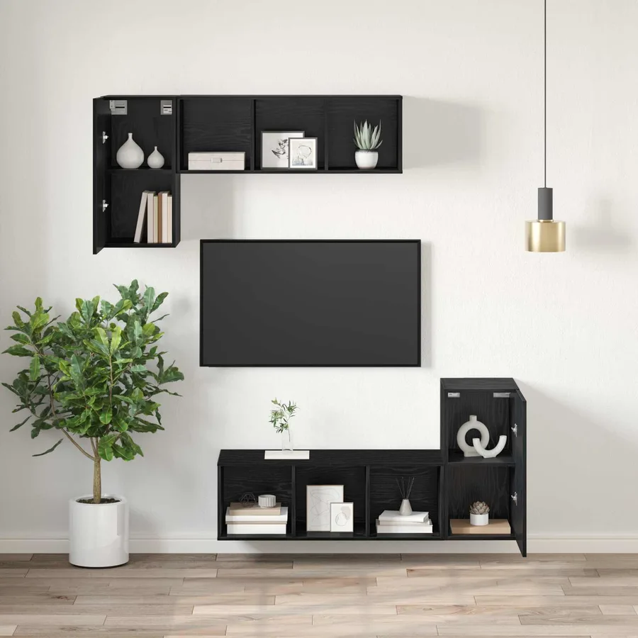 Meuble TV mural Chêne noir 30,5 x 30 x 60 cm Bois d'ingénierie - 5