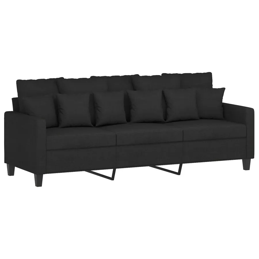 Ensemble de canapés 4 pcs avec coussins noir tissu - 5