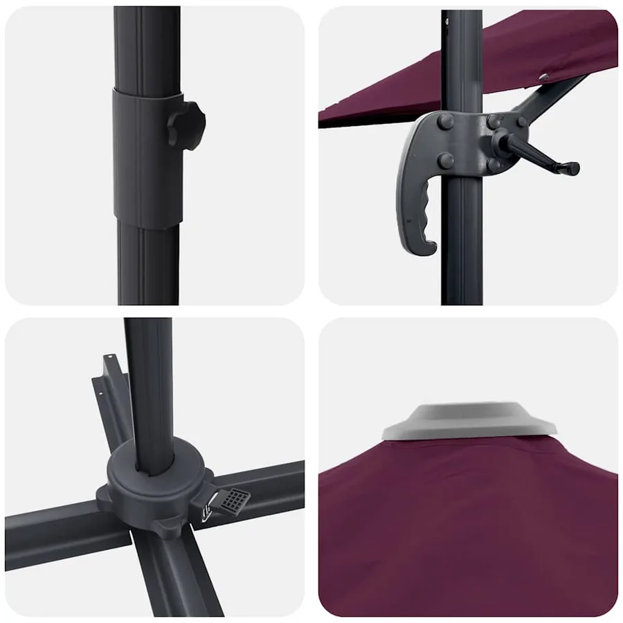 Parasol Bordeaux 351 x 250 x 260 cm Polyester et Aluminium - 9