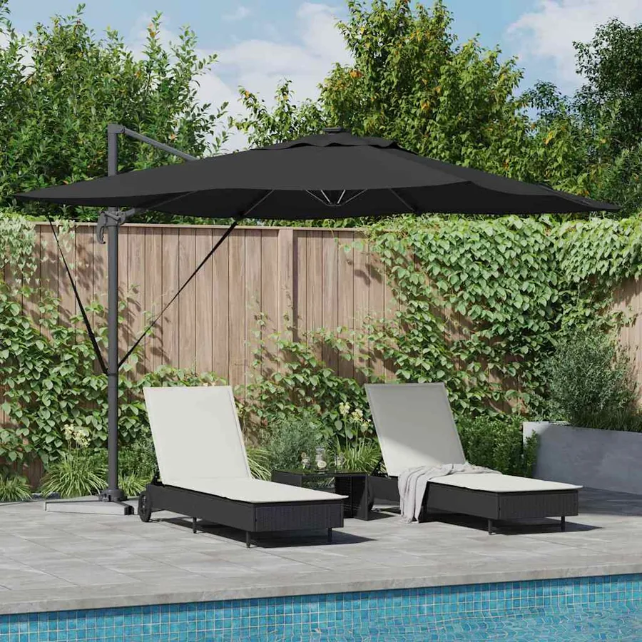 Parasol Noir 286 x 284 x 270 cm Aluminium et polyester