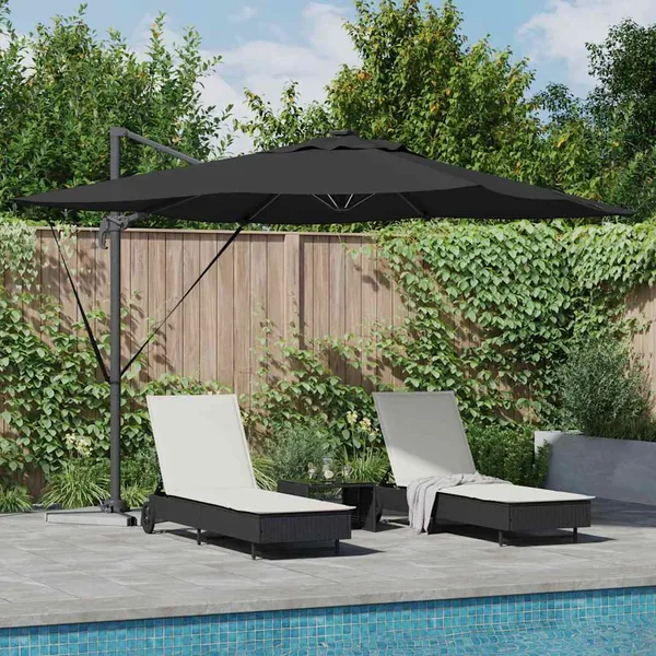 Parasol Noir 286 x 284 x 270 cm Aluminium et polyester