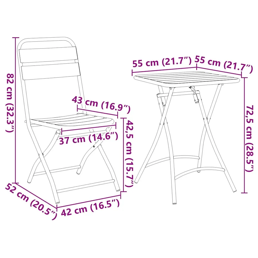 Ensemble bistrot 3 pcs Beige Acier - 12