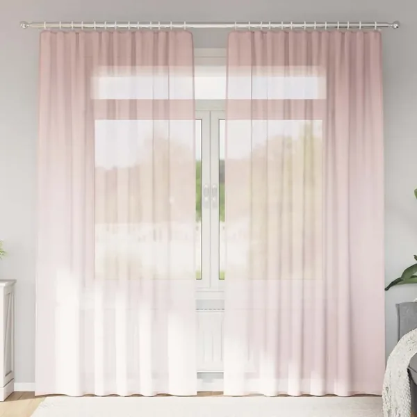 Rideaux en voile avec passe-tringles 2 pcs rose clair