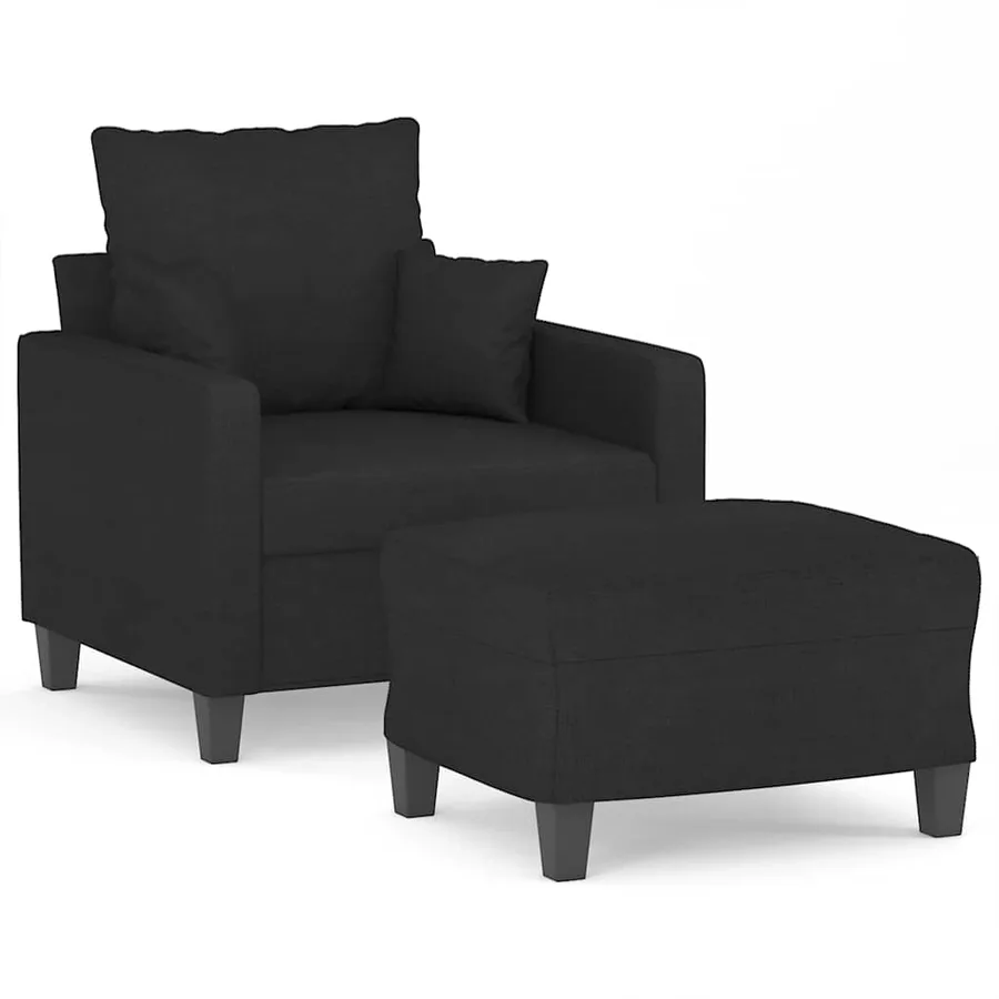 Fauteuil avec repose-pied Noir 60 cm Tissu - 2