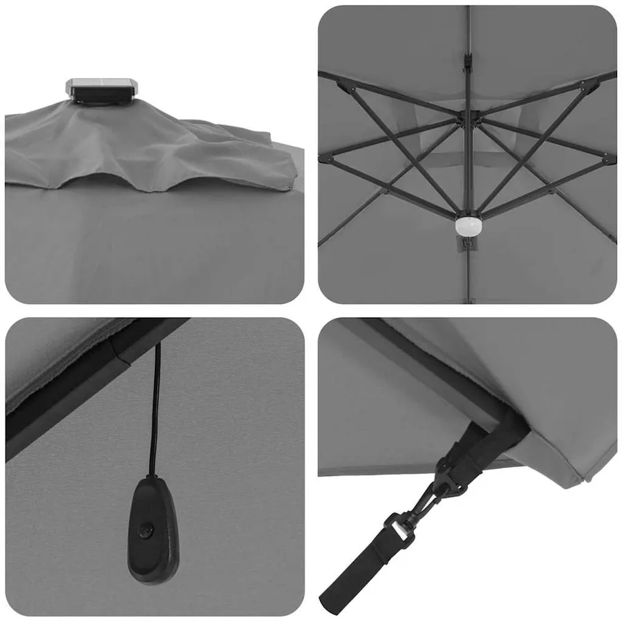 Parasol Anthracite 351 x 250 x 253 cm Polyester et Aluminium - 9