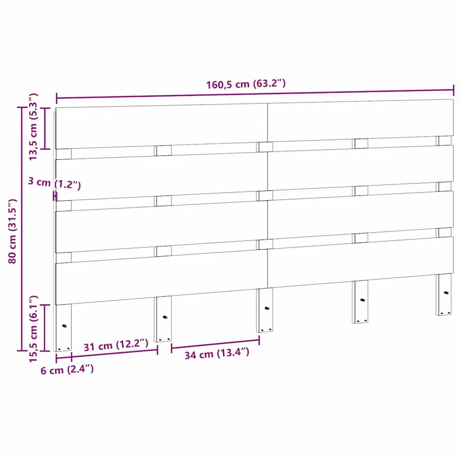 Tête de lit Brun cire 160,5 x 3 x 80 cm Pin massif - 5