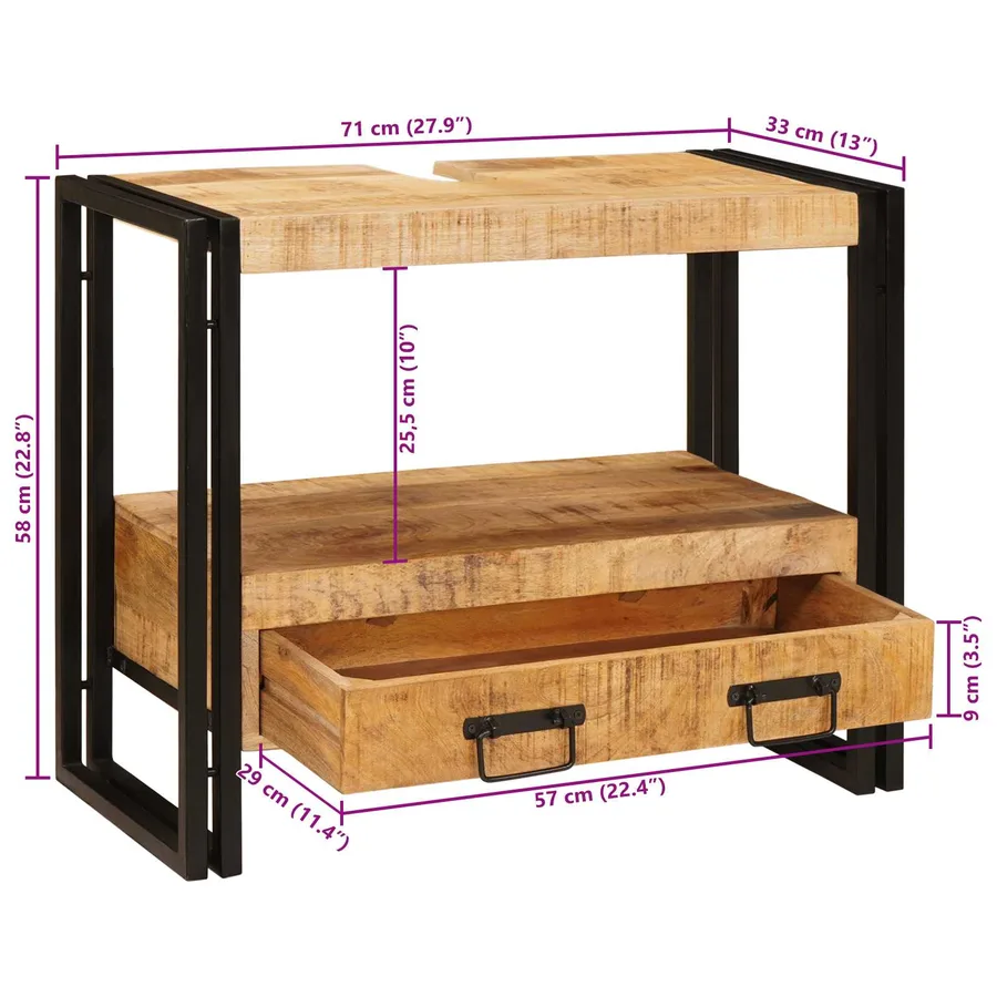 Armoire de coiffeuse avec tiroir Marron Bois de mangue massif - 15