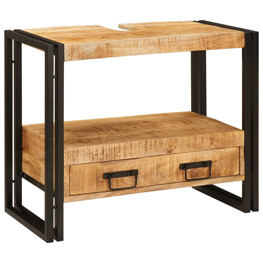 Armoire de coiffeuse avec tiroir Marron Bois de mangue massif - 4