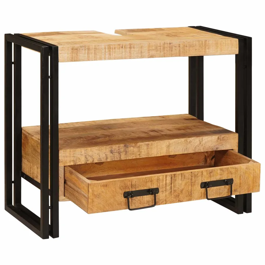 Armoire de coiffeuse avec tiroir Marron Bois de mangue massif - 5