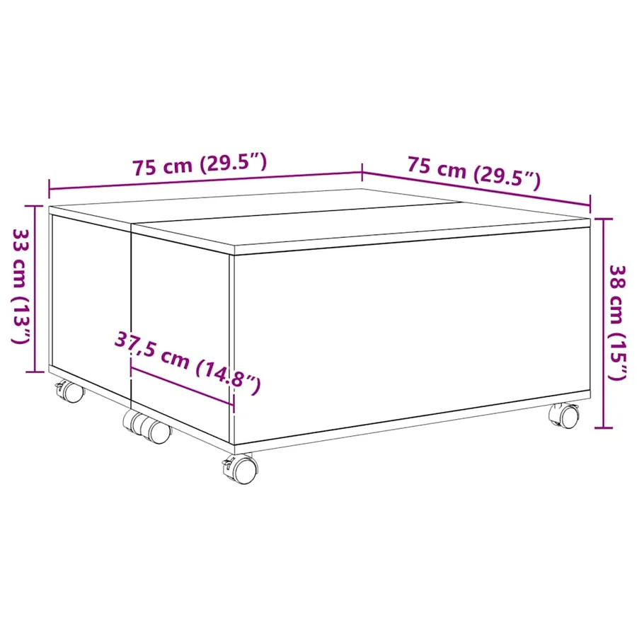 Table basse Chêne artisanal 75 x 75 x 38 cm Bois d'ingénierie - 12