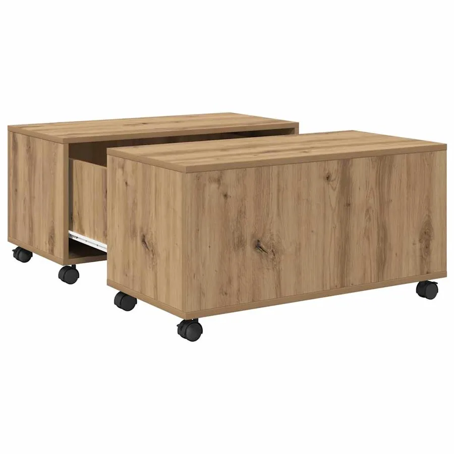 Table basse Chêne artisanal 75 x 75 x 38 cm Bois d'ingénierie - 2