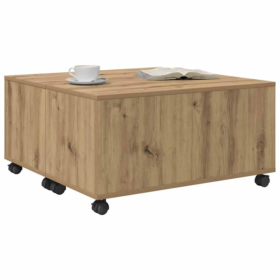 Table basse Chêne artisanal 75 x 75 x 38 cm Bois d'ingénierie - 3