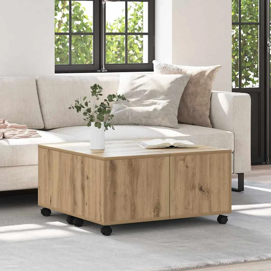 Table basse Chêne artisanal 75 x 75 x 38 cm Bois d'ingénierie - 4