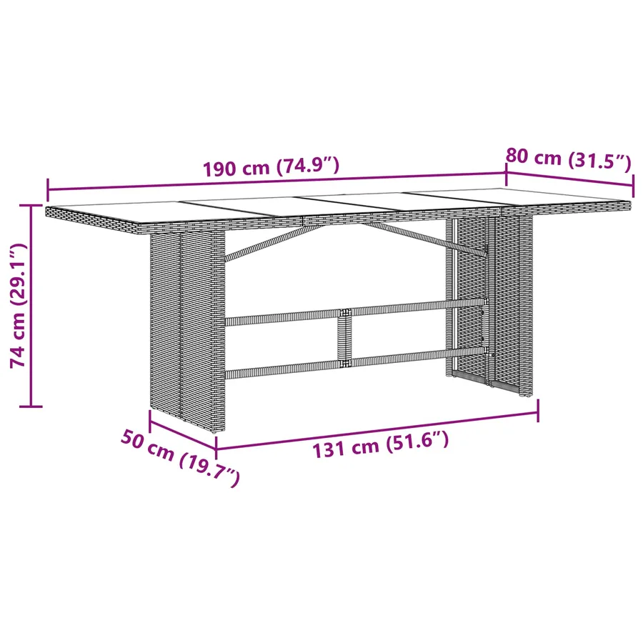 Ensemble de salle à manger pour jardin 9 pcs Beige polyrotin - 14