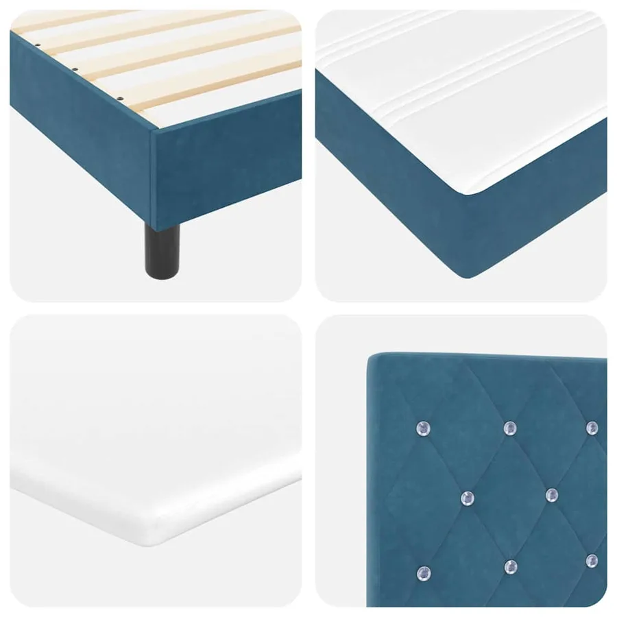 Lit à ressorts avec matelas Bleu foncé 120 x 200 cm Velours - 10