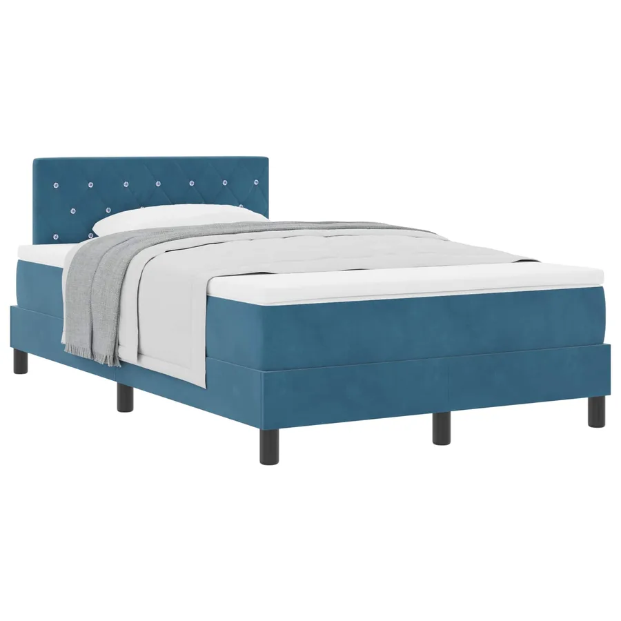 Lit à ressorts avec matelas Bleu foncé 120 x 200 cm Velours - 2