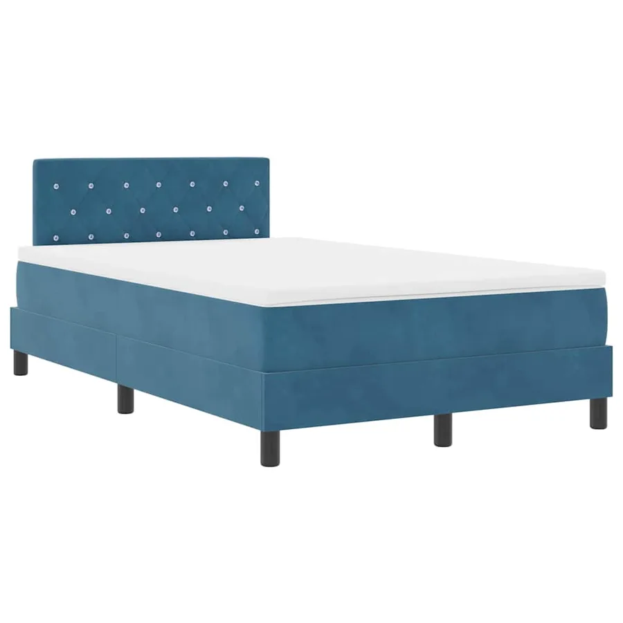 Lit à ressorts avec matelas Bleu foncé 120 x 200 cm Velours - 4