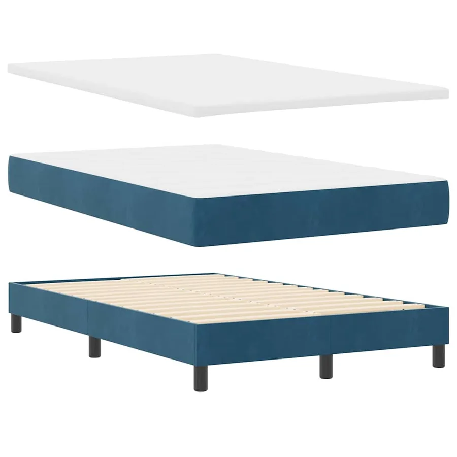 Lit à ressorts avec matelas Bleu foncé 120 x 200 cm Velours - 5