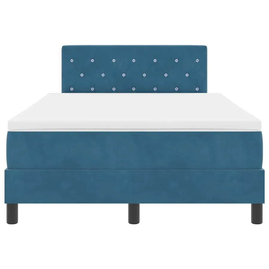 Lit à ressorts avec matelas Bleu foncé 120 x 200 cm Velours - 7