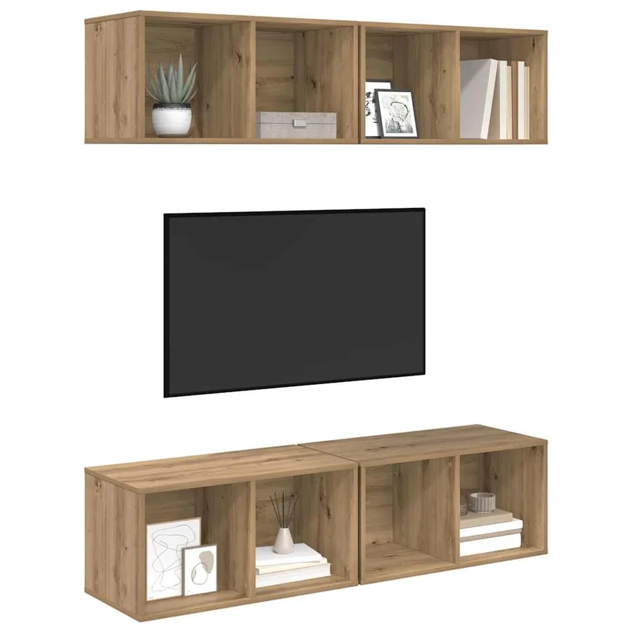 Ensemble meuble TV 4 pcs Chêne artisanal Bois d'ingénierie - 3