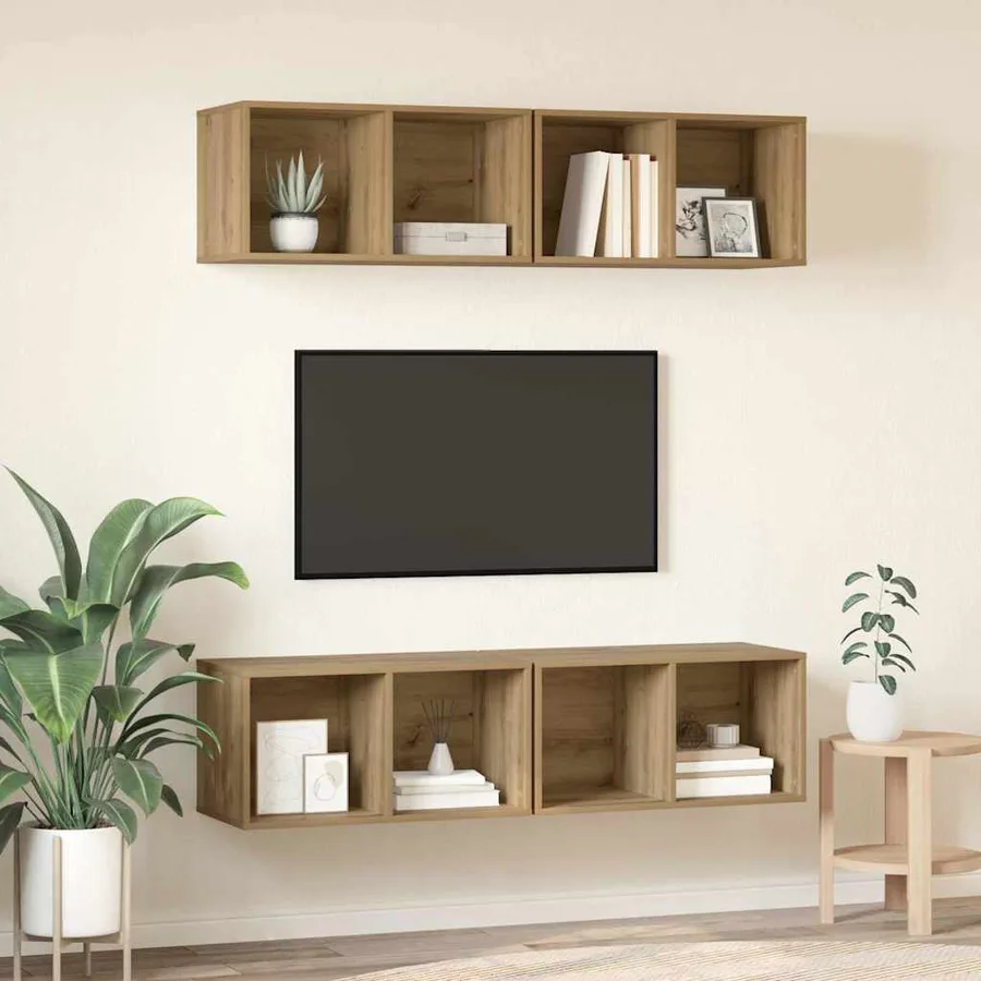 Ensemble meuble TV 4 pcs Chêne artisanal Bois d'ingénierie - 4