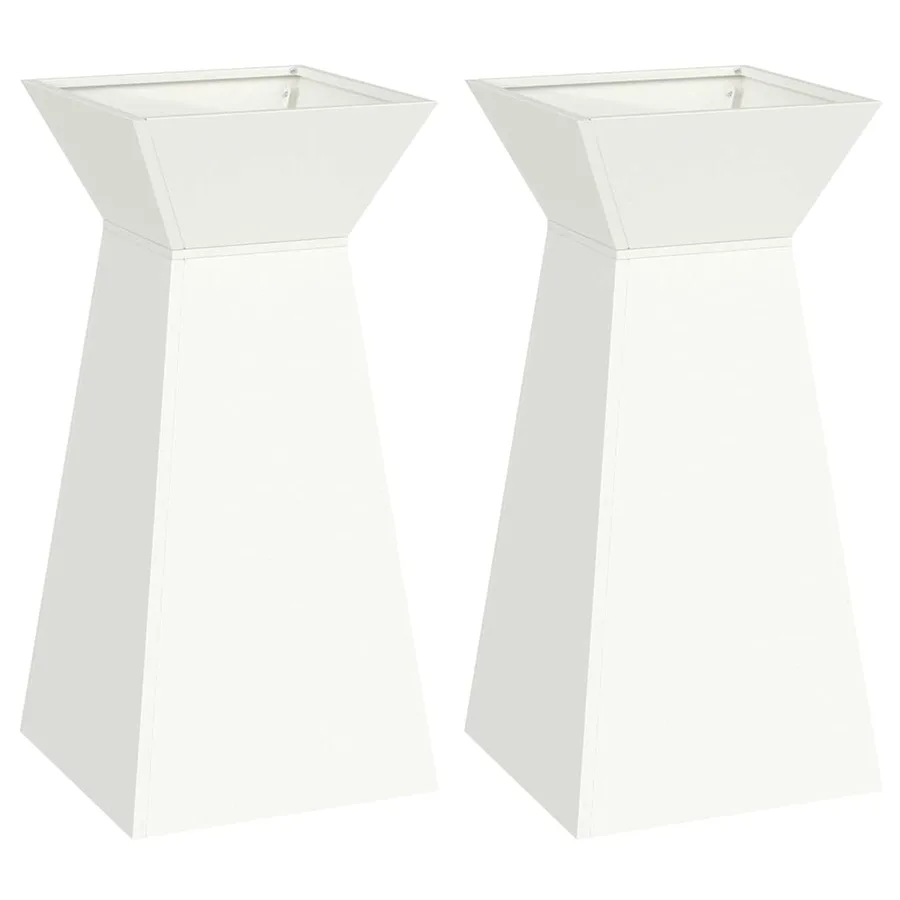Jardinière à pilier 2 pc Blanc 35 x 35 x 73 cm - 2