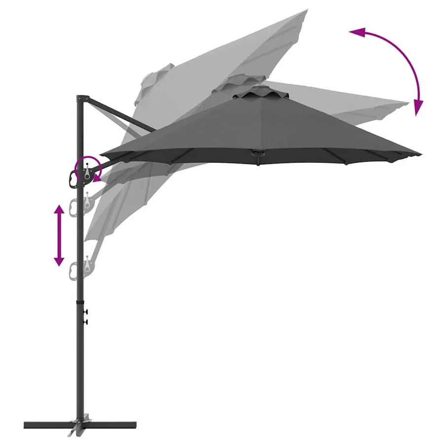 Parasol Anthracite 372 x 198 x 243 cm Polyester et Aluminium - 11