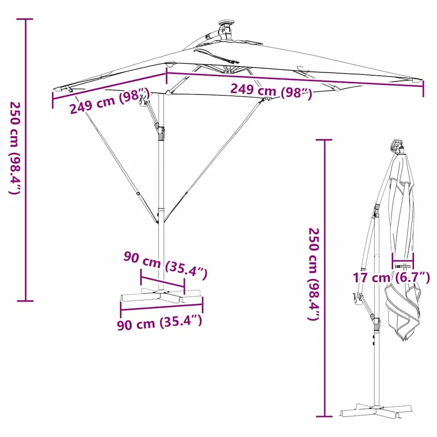 Parasol Terre cuite 249 x 249 x 250 cm Polyester et Aluminium - 16