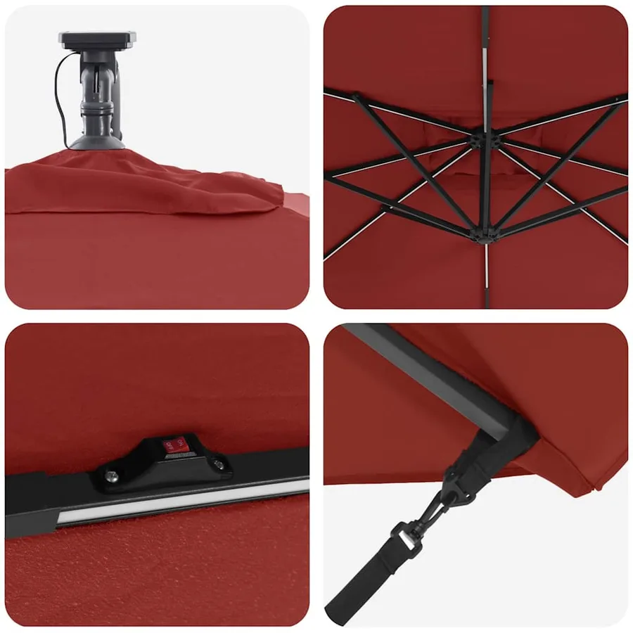Parasol Terre cuite 249 x 249 x 250 cm Polyester et Aluminium - 9