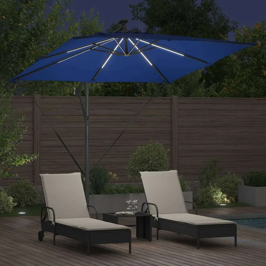 Parasol 249 x 249 x 250 cm Polyester et Aluminium Azur - 4