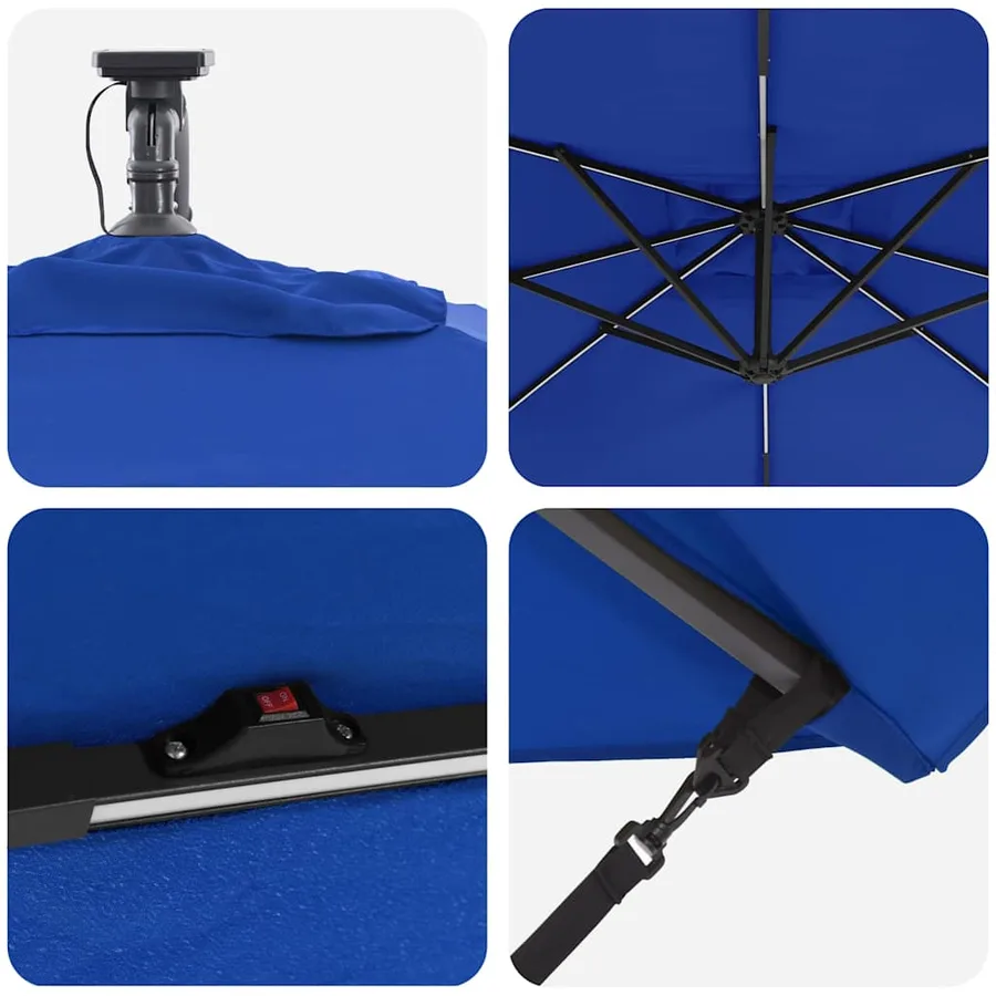 Parasol 249 x 249 x 250 cm Polyester et Aluminium Azur - 9