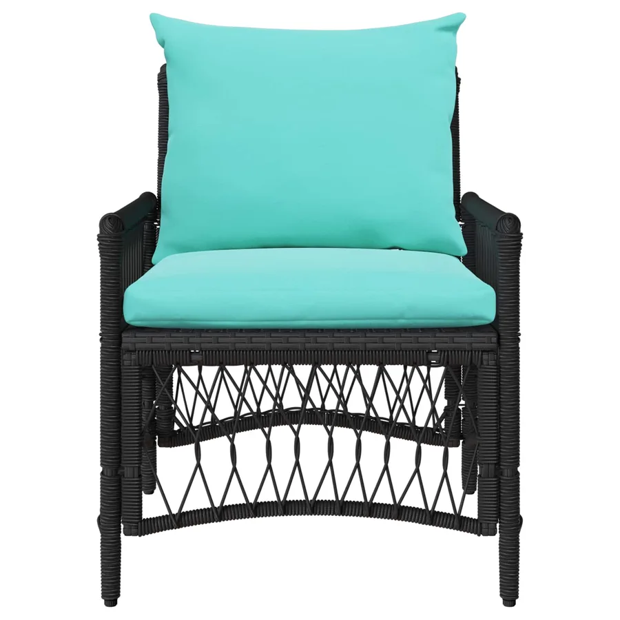 Chaise de jardin avec coussin Noir 73 x 61 x 77 cm polyrotin - 2
