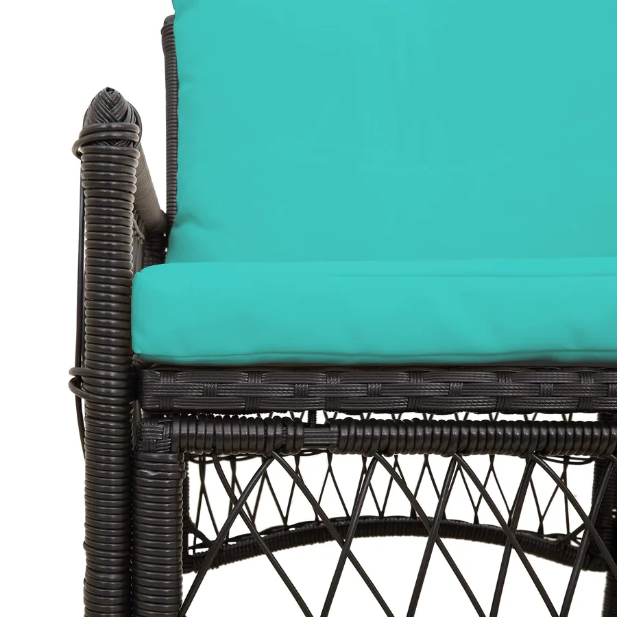 Chaise de jardin avec coussin Noir 73 x 61 x 77 cm polyrotin - 5