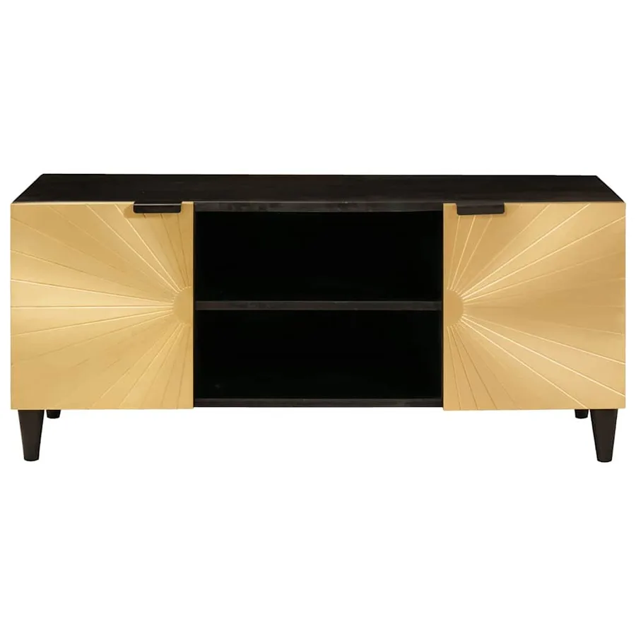Meuble TV Noir et or 105 x 33 x 46 cm Bois d'ingénierie - 3
