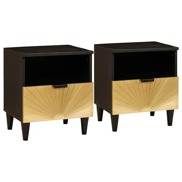 Table de chevet 2 pcs Noir et or 40 x 33 x 46 cm