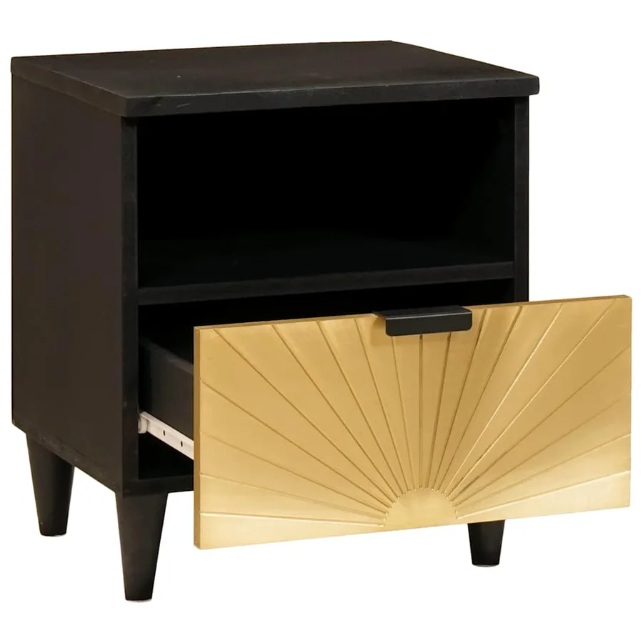 Table de chevet 2 pcs Noir et or 40 x 33 x 46 cm - 3