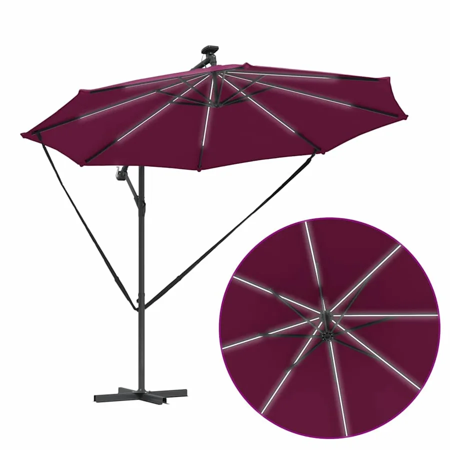 Parasol Bordeaux 294 x 294 x 248 cm Polyester et Aluminium - 12
