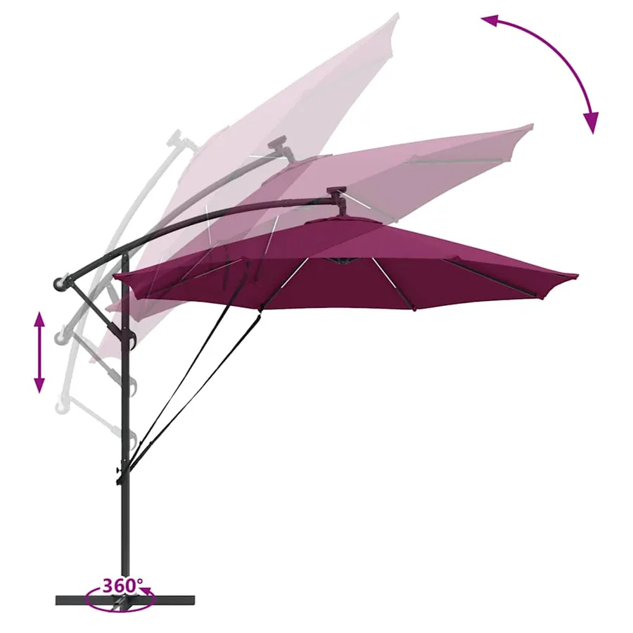 Parasol Bordeaux 294 x 294 x 248 cm Polyester et Aluminium - 13