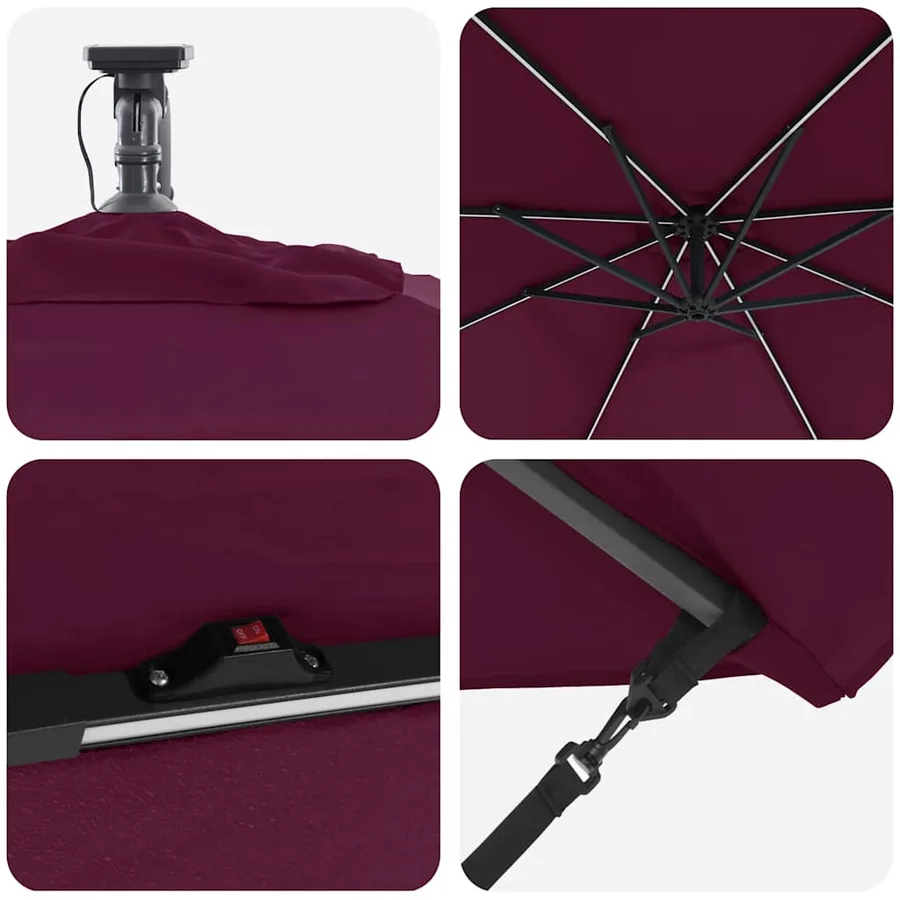 Parasol Bordeaux 294 x 294 x 248 cm Polyester et Aluminium - 9