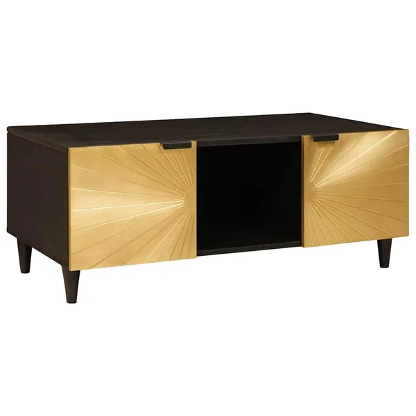 Table basse Noir et or 100 x 54 x 40 cm Bois d'ingénierie