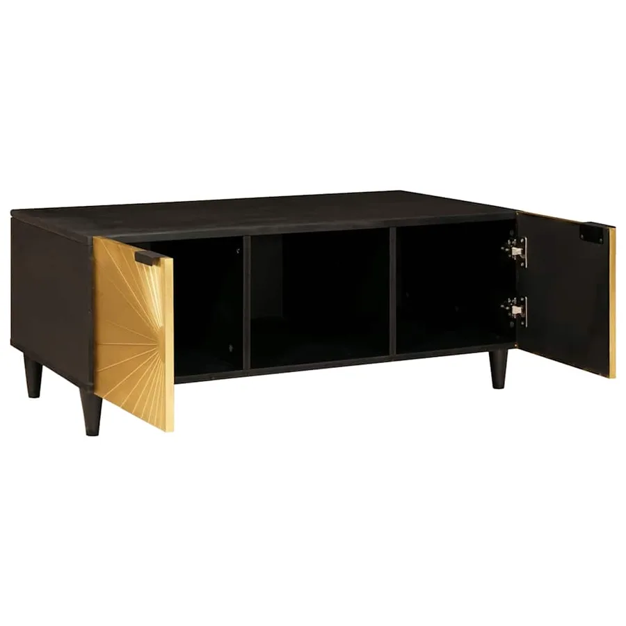 Table basse Noir et or 100 x 54 x 40 cm Bois d'ingénierie - 2