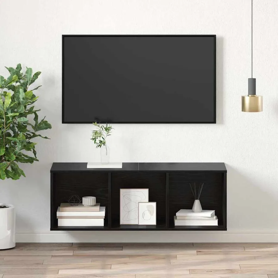 Ensemble meuble TV Montage mural Chêne noir 37 x 37 x 107 cm - 4
