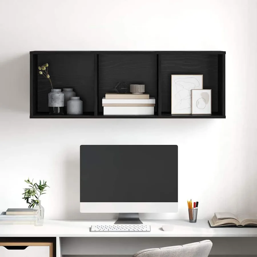 Ensemble meuble TV Montage mural Chêne noir 37 x 37 x 107 cm - 5