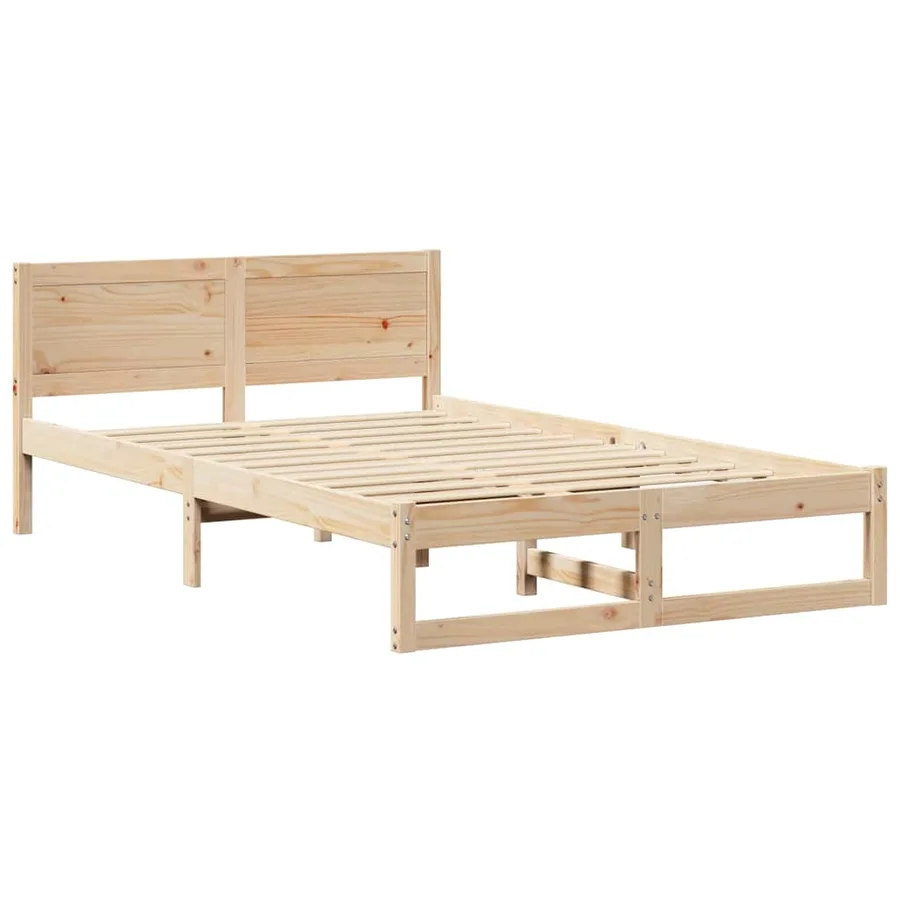 Cadre de lit avec tête de lit Naturel 135 x 190 cm Pin massif - 4
